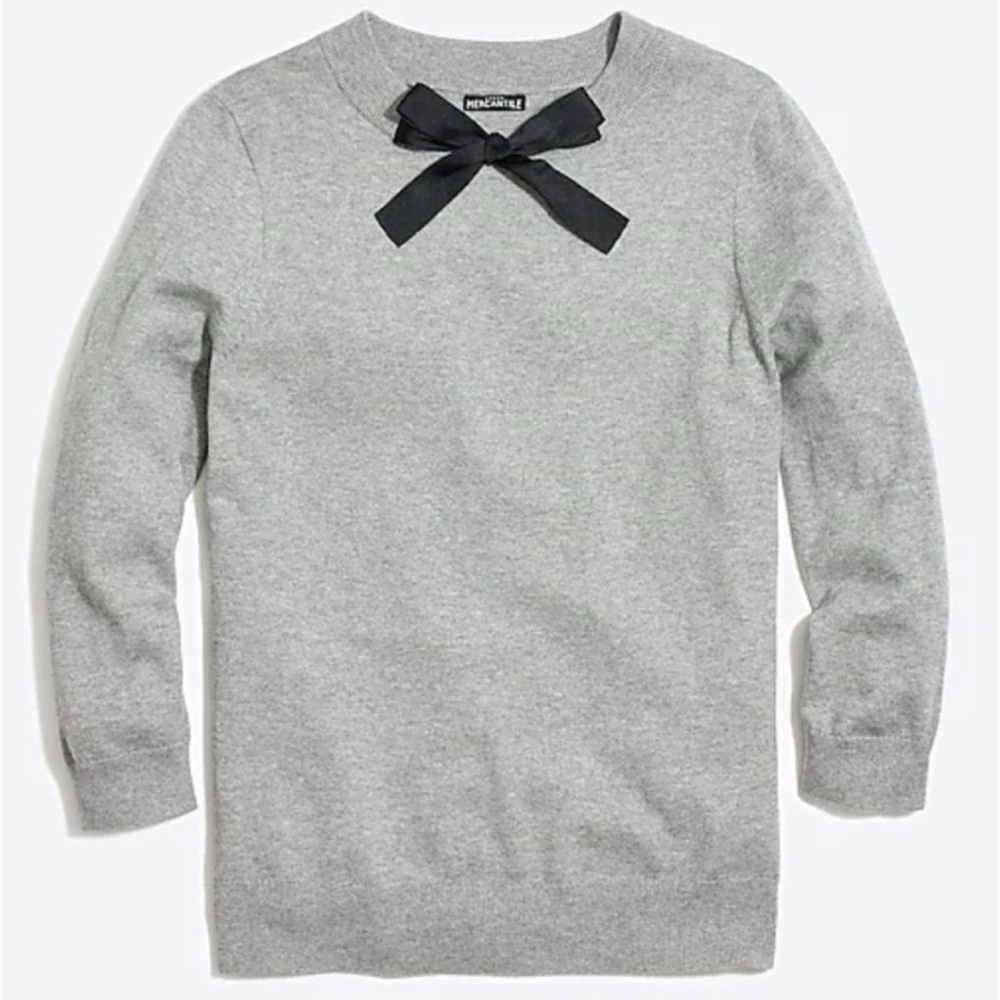 J. Crew Grey Bow Neck Pullover Sweater 2X Gray